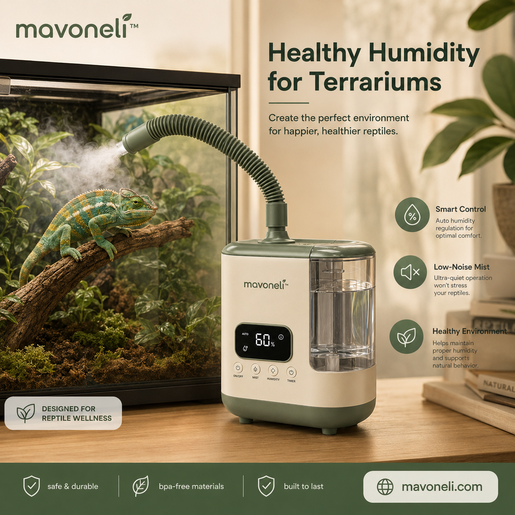 Mavoneli™ Smart Reptile Fogger with Automatic Humidity Control & Flexible Mist Hose