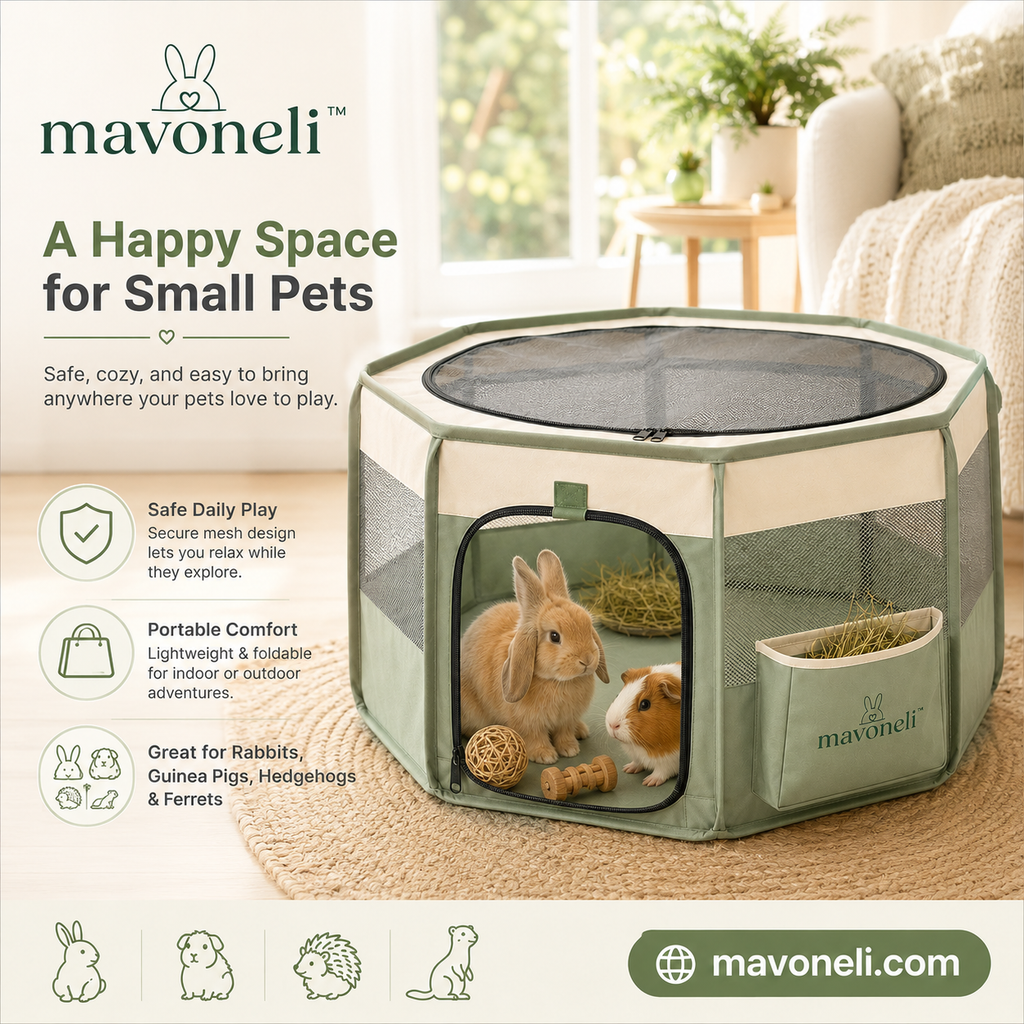 Mavoneli™ Foldable Small Pet Playpen with Breathable Mesh & Zippered Top