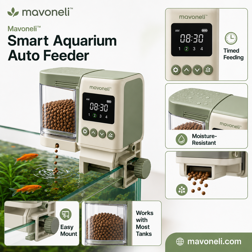Mavoneli™ Smart Aquarium Automatic Fish Feeder with Digital Timer & Moisture-Resistant Food Chamber