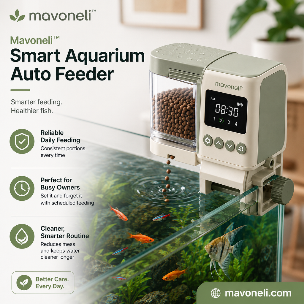 Mavoneli™ Smart Aquarium Automatic Fish Feeder with Digital Timer & Moisture-Resistant Food Chamber