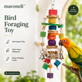 mavoneli™ Interactive Bird Foraging Toy – Refillable Treat Feeder with Chew Blocks, Rope & Bells
