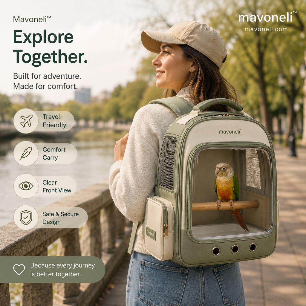 Mavoneli™ 360° Panoramic Bird Travel Backpack with Removable Perch & Easy-Clean Tray